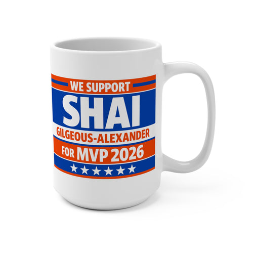 15oz OKC Thunder Fan Coffee Mug — SGA for MVP 2026 Fan Service Ceramic Mug