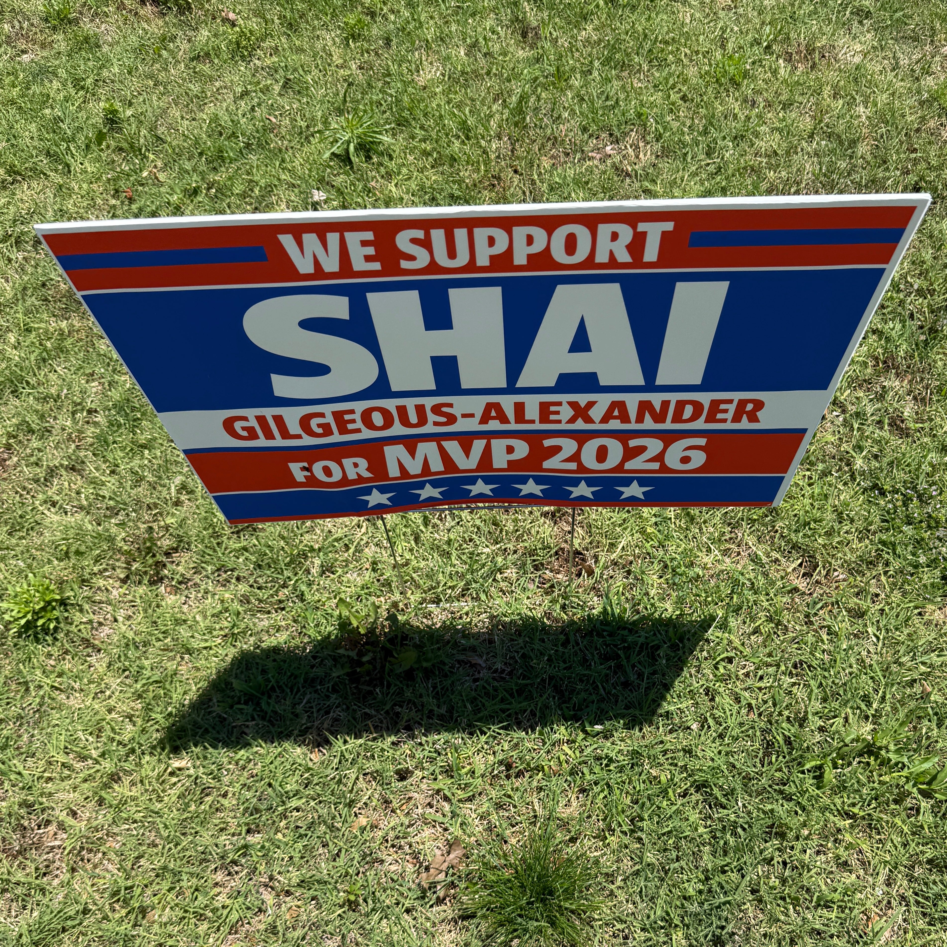 We Support Shai MVP 2026 Yard Sign — Support Outdoor Sign