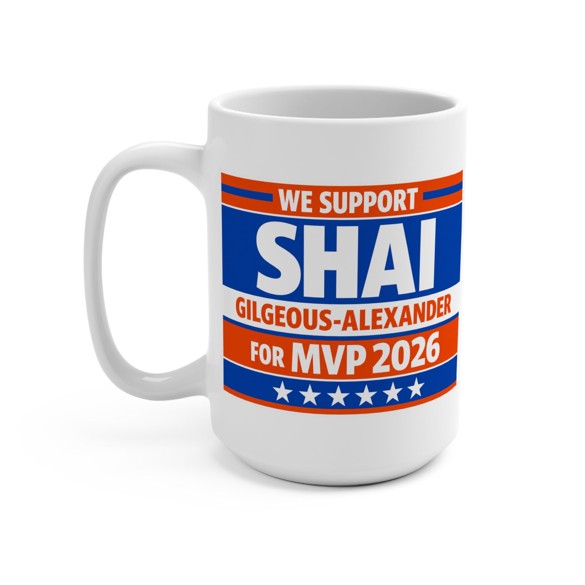 15oz OKC Thunder Fan Coffee Mug — SGA for MVP 2026 Fan Service Ceramic Mug